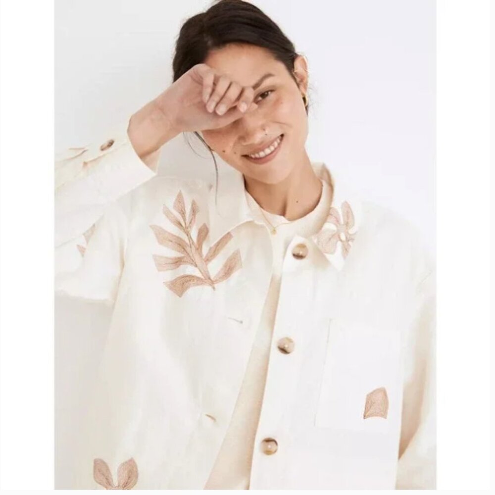 Madewell White Embroidered Jacket